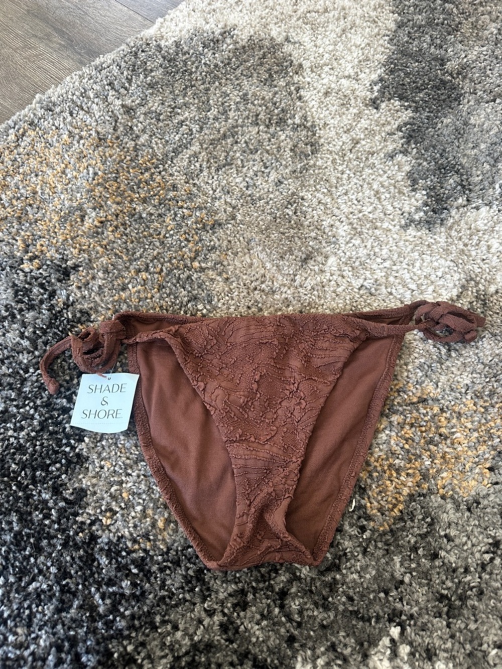 Shade & Shore Chocolate Brown Lace Tie-Side Bikini Bottom